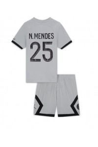 Paris Saint-Germain Nuno Mendes #25 Babytruitje Uit tenue Kind 2022-23 Korte Mouw (+ Korte broeken)
